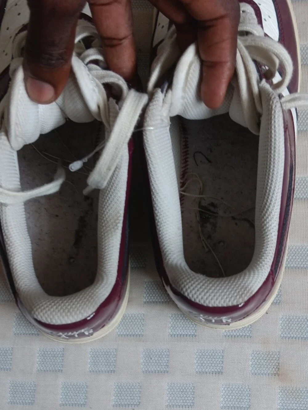 Nike  Air Force 1 Women’s White and Burgundy Leather Sneakers